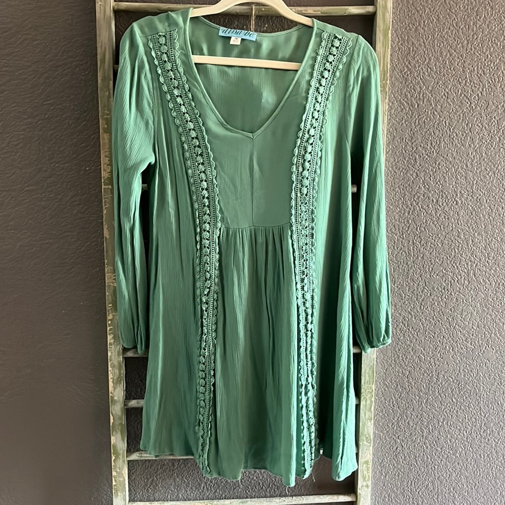 Sage Green dress great for any season 3/4 length sleeves